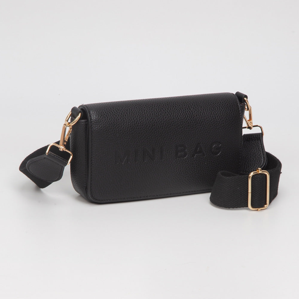 Madeline Love Black Faux Leather MINI BAG Message Structured Crossbody Bag - Bags & Wallets