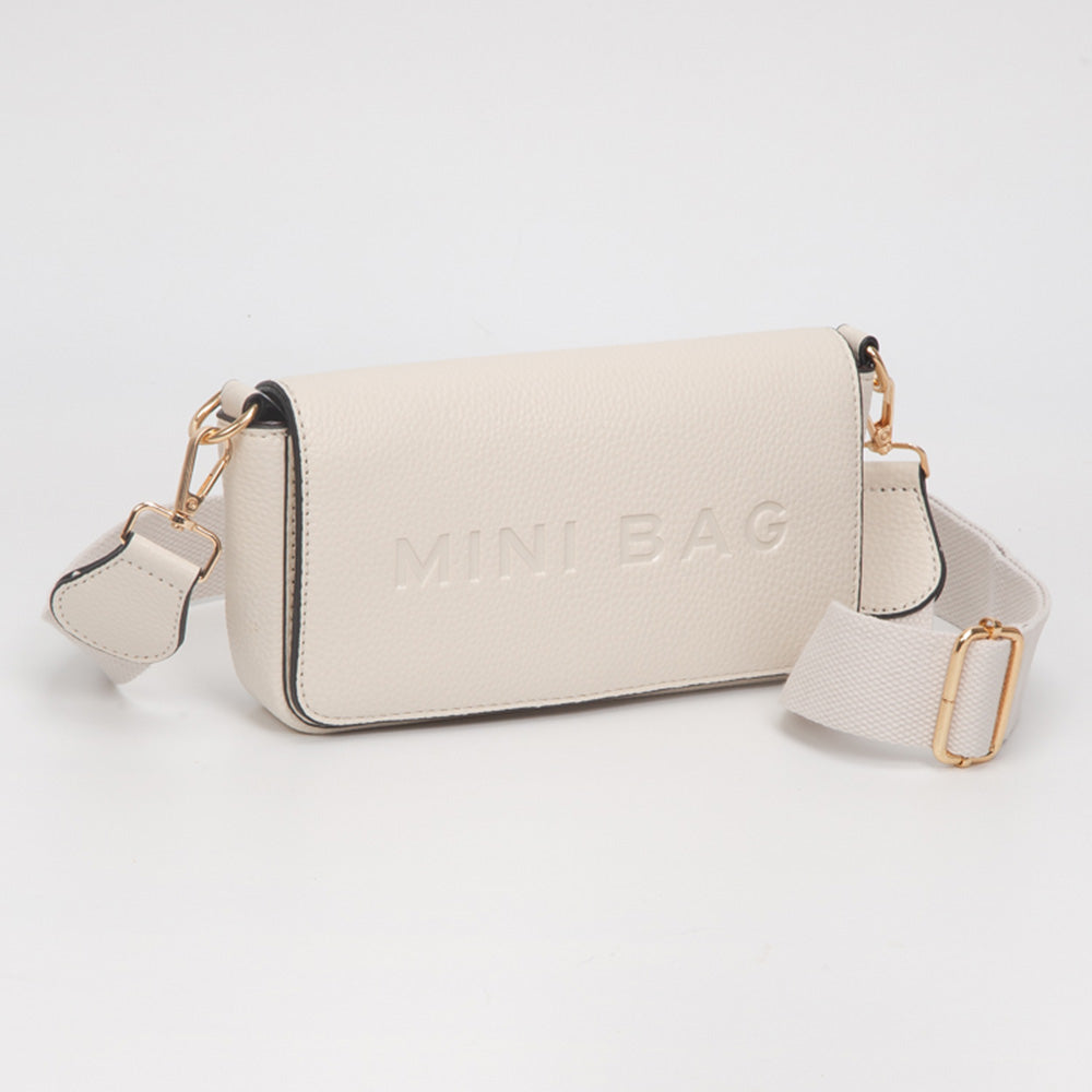 Madeline Love Ivory Faux Leather MINI BAG Message Structured Crossbody Bag - Bags & Wallets
