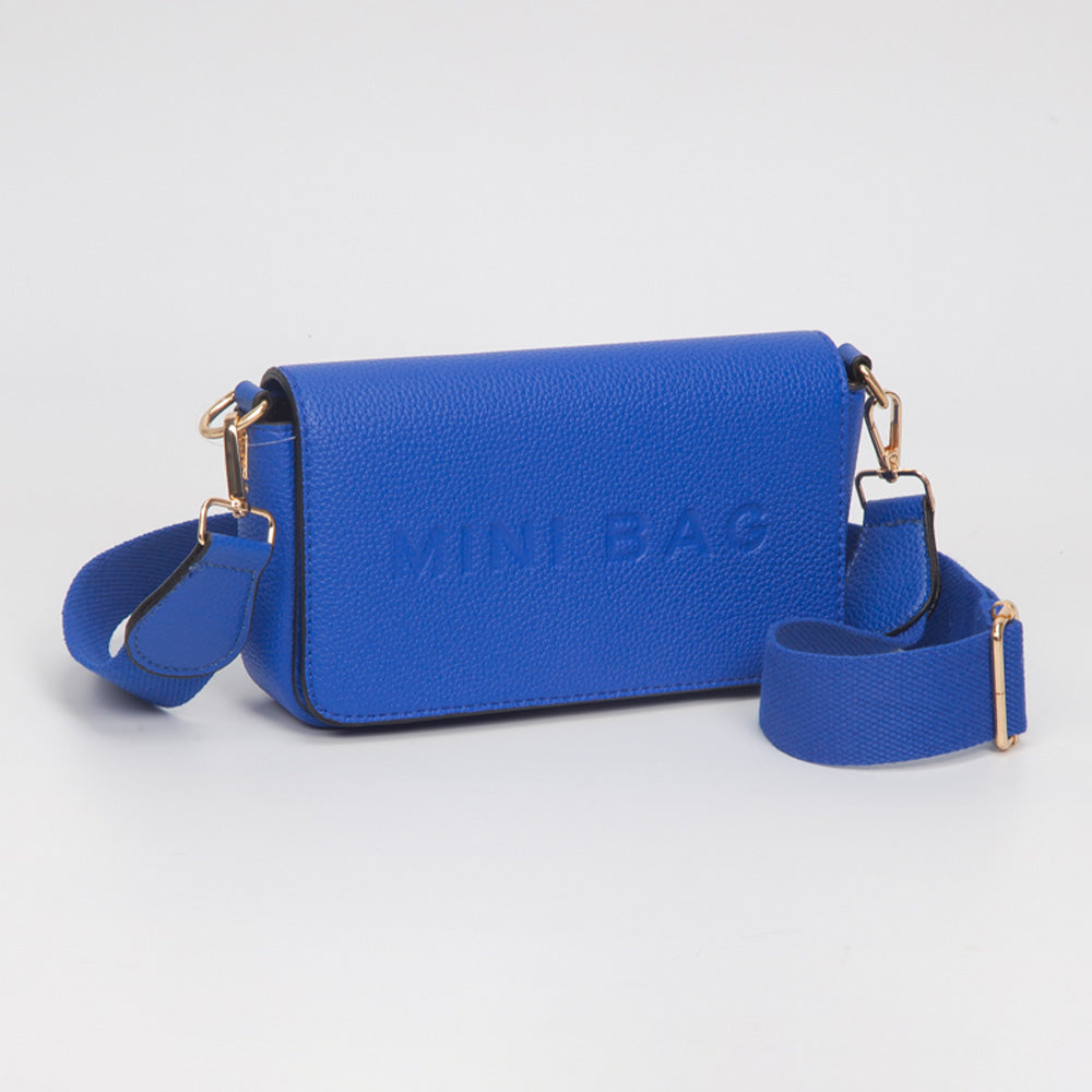 Madeline Love Royal Blue Faux Leather MINI BAG Message Structured Crossbody Bag - Bags & Wallets
