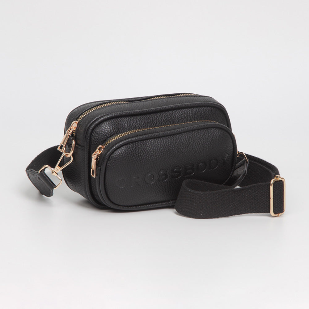 Madeline Love Black Faux Pebbled Leather Structured Crossbody Bag - Bags & Wallets