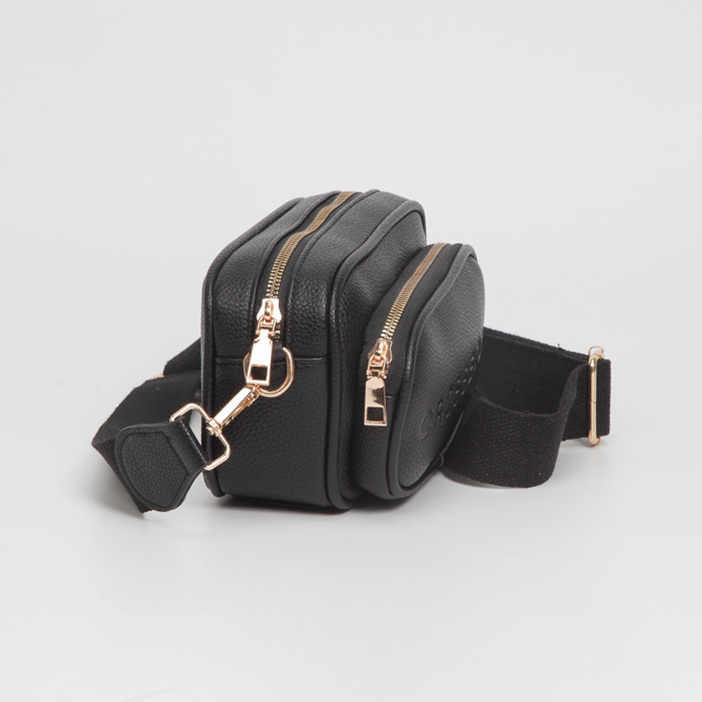 Madeline Love Black Faux Pebbled Leather Structured Crossbody Bag - Bags & Wallets - desc