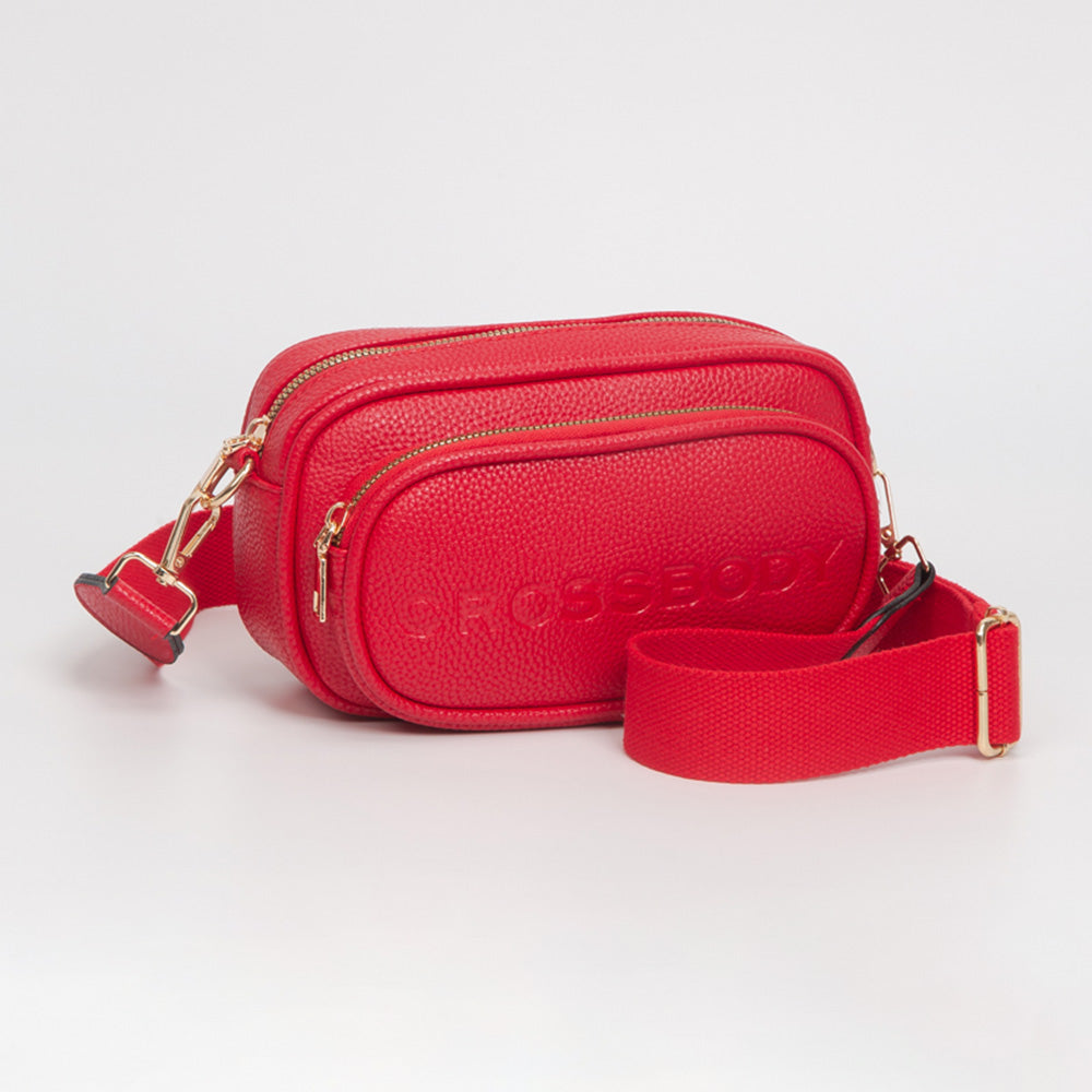 Madeline Love Red Faux Pebbled Leather Structured Crossbody Bag - Bags & Wallets
