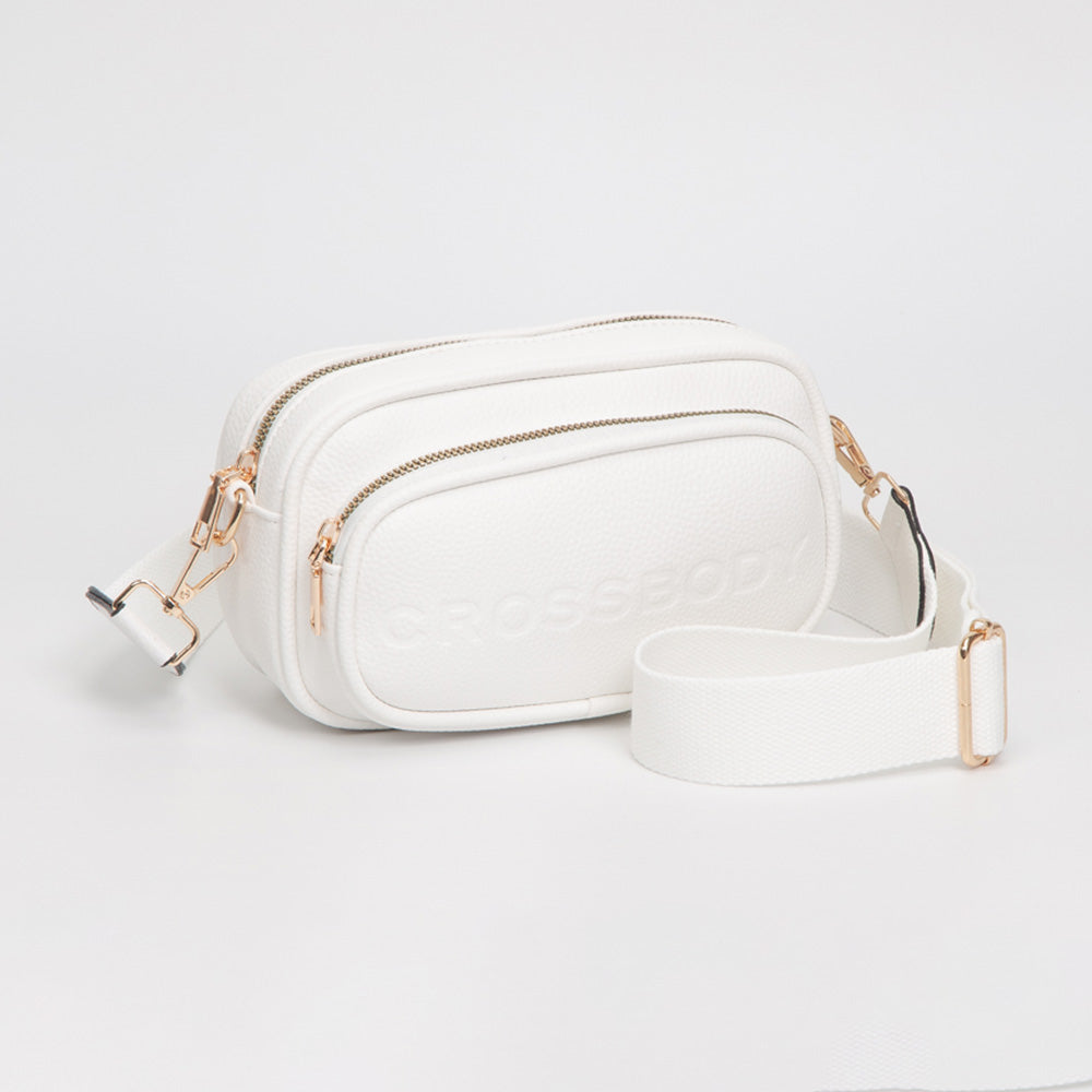 Madeline Love White Faux Pebbled Leather Structured Crossbody Bag - Bags & Wallets