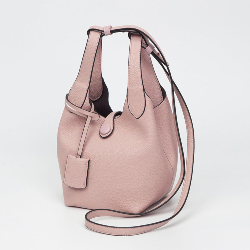 Madeline Love Pink Pebbled Faux Leather Bucket Bag Handbag Crossbody Bag - Bags & Wallets