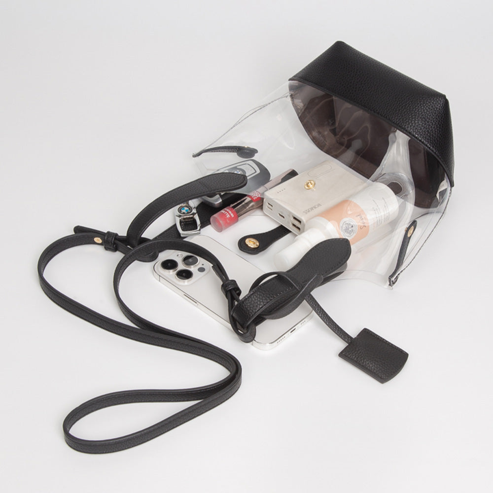 Madeline Love Clear, Gold Transparent Bucket Shoulder Bag Crossbody Bag - Bags & Wallets - extra