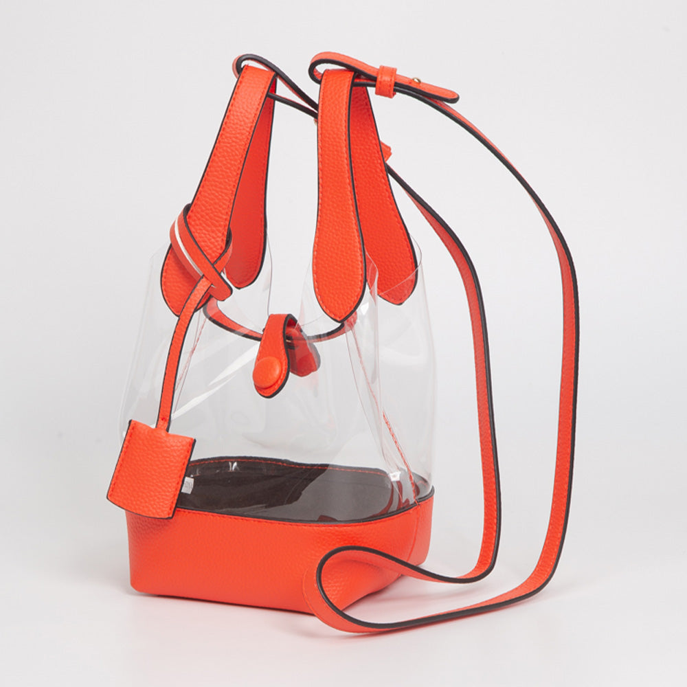 Madeline Love Clear, Orange Transparent Bucket Shoulder Bag Crossbody Bag - Bags & Wallets