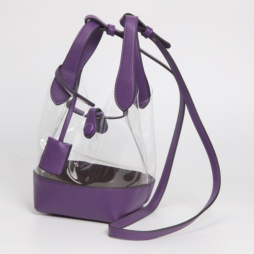 Madeline Love Clear, Purple Transparent Bucket Shoulder Bag Crossbody Bag - Bags & Wallets