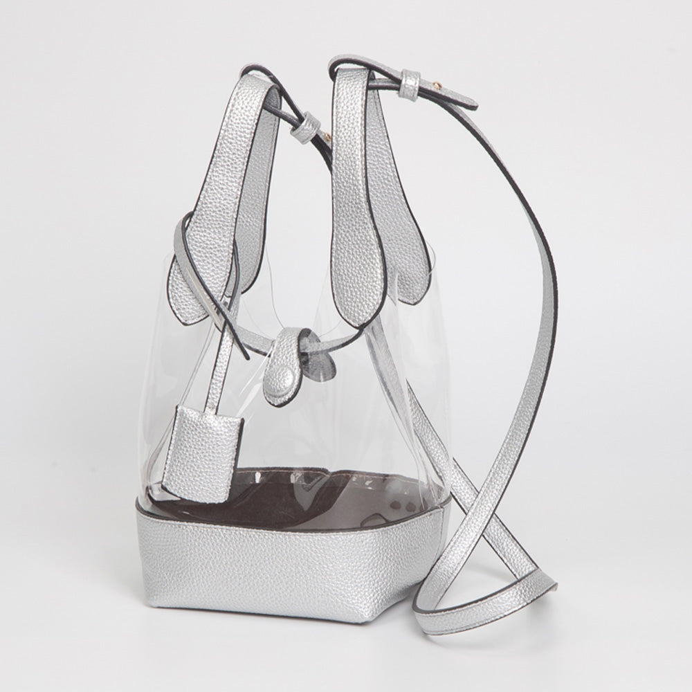 Madeline Love Clear, Silver Transparent Bucket Shoulder Bag Crossbody Bag - Bags & Wallets