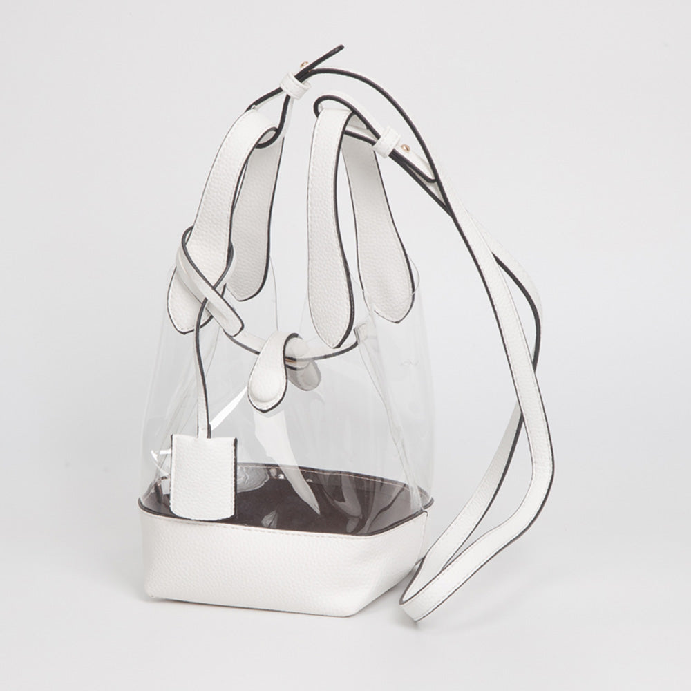 Madeline Love Clear, White Transparent Bucket Shoulder Bag Crossbody Bag - Bags & Wallets