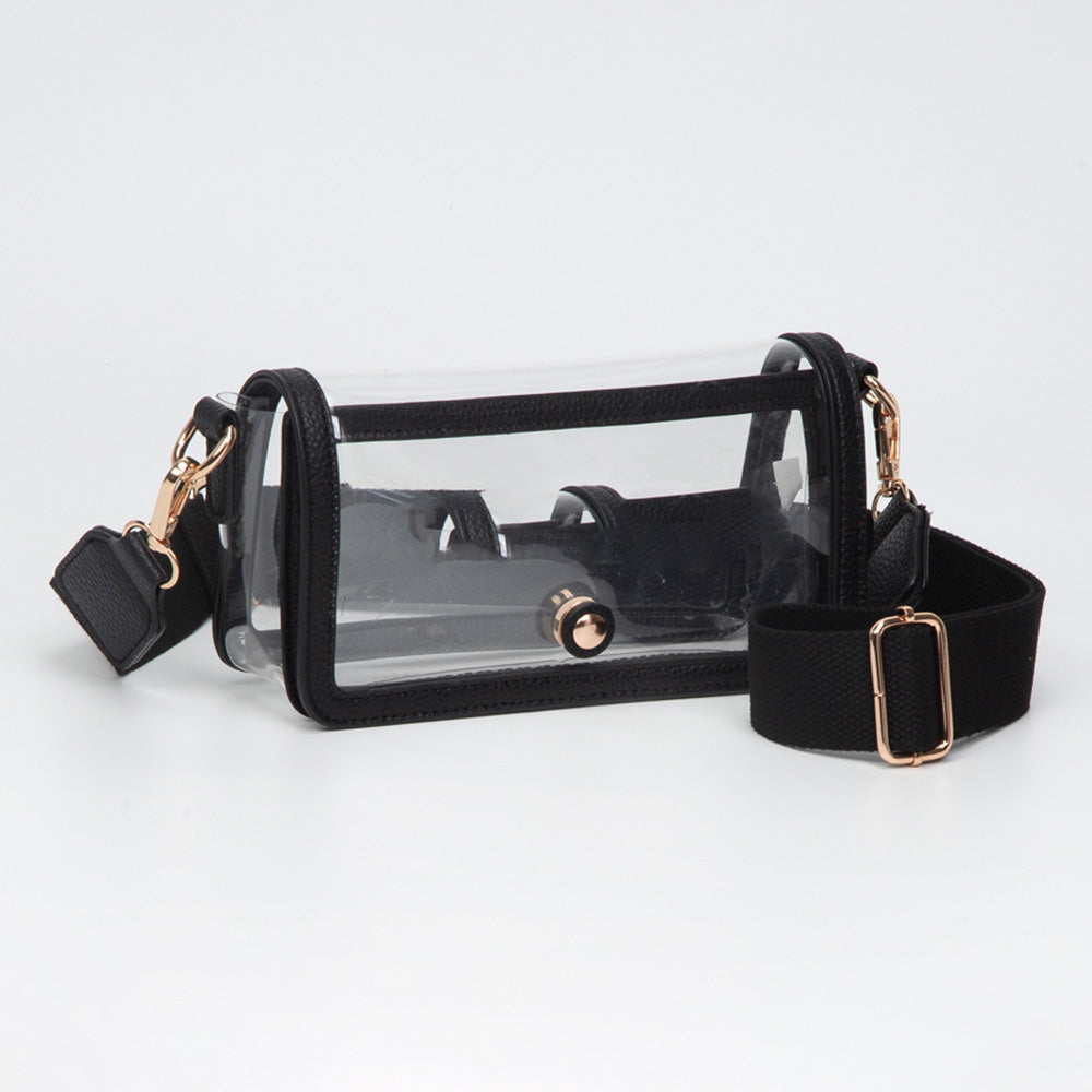 Madeline Love Black, Clear Transparent Rectangle Flap Crossbody Bag - Bags & Wallets