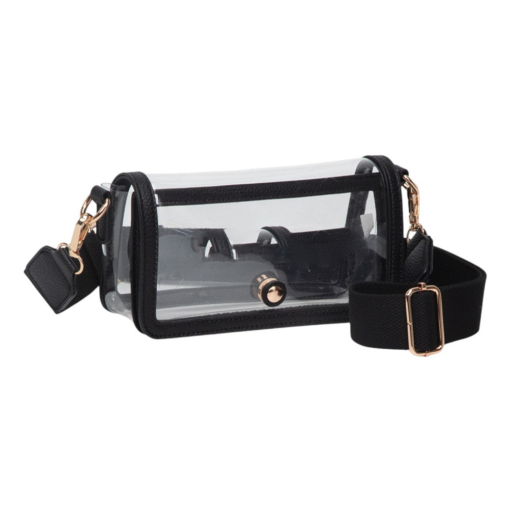Madeline Love Black, Clear Transparent Rectangle Flap Crossbody Bag - Bags & Wallets - desc