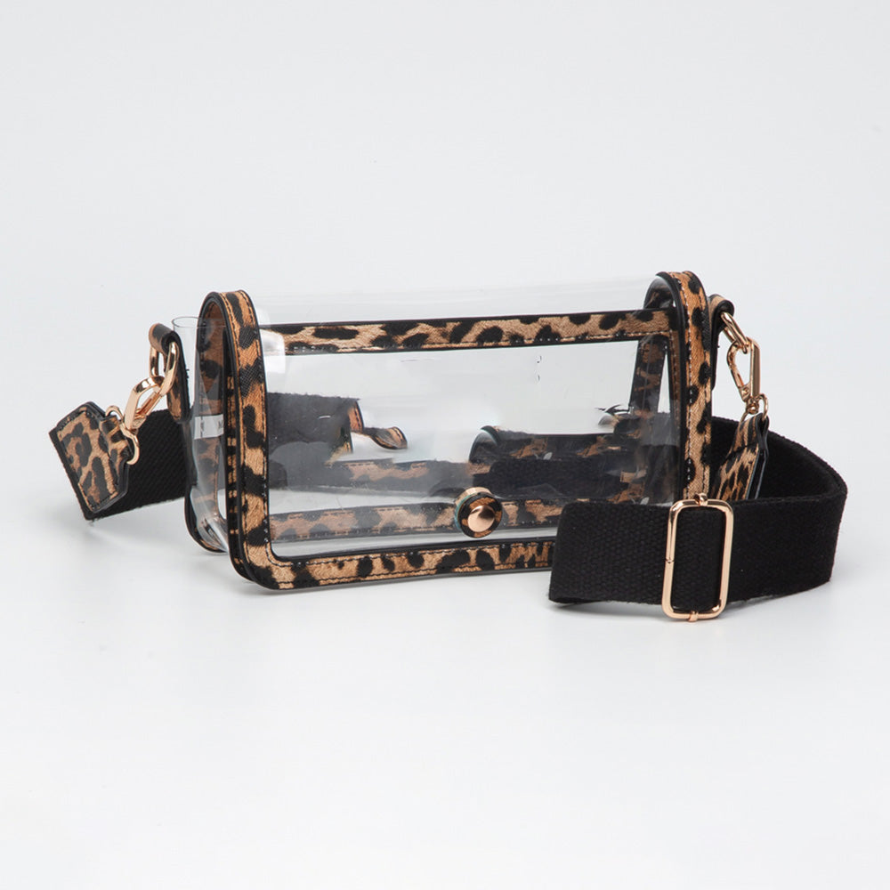 Madeline Love Clear, Leopard Transparent Rectangle Flap Crossbody Bag - Bags & Wallets