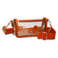 Madeline Love Clear, Orange Transparent Rectangle Flap Crossbody Bag - Bags & Wallets - desc
