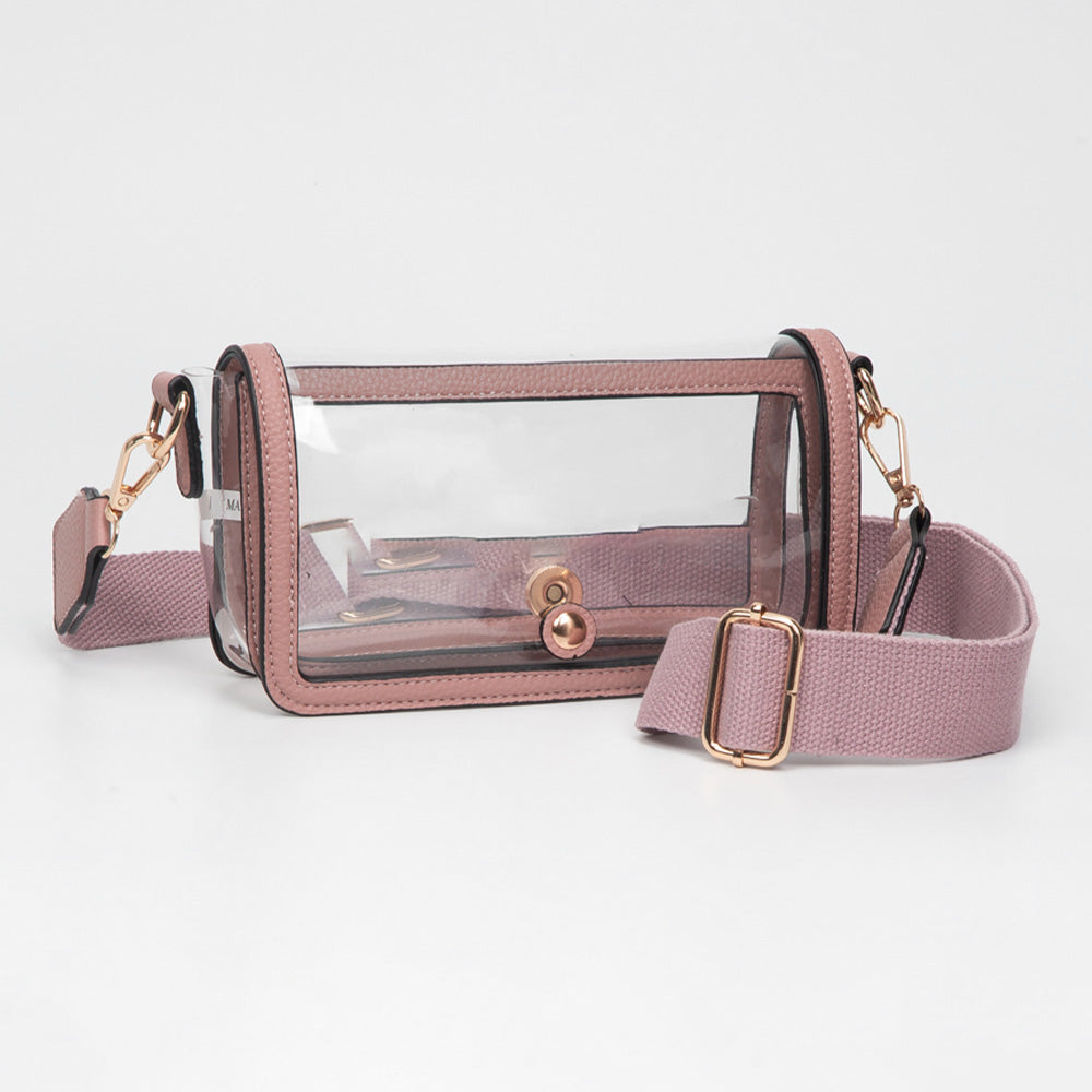 Madeline Love Clear, Pink Transparent Rectangle Flap Crossbody Bag - Bags & Wallets