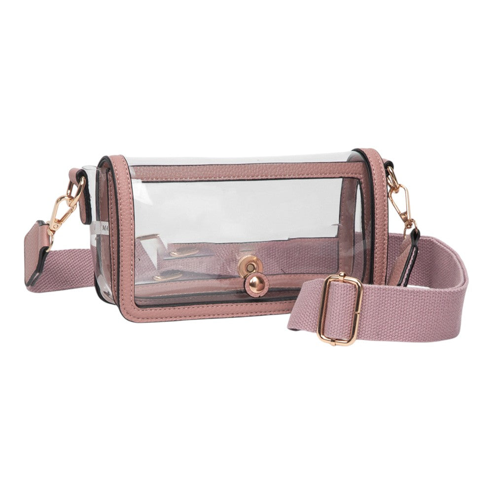 Madeline Love Clear, Pink Transparent Rectangle Flap Crossbody Bag - Bags & Wallets - desc