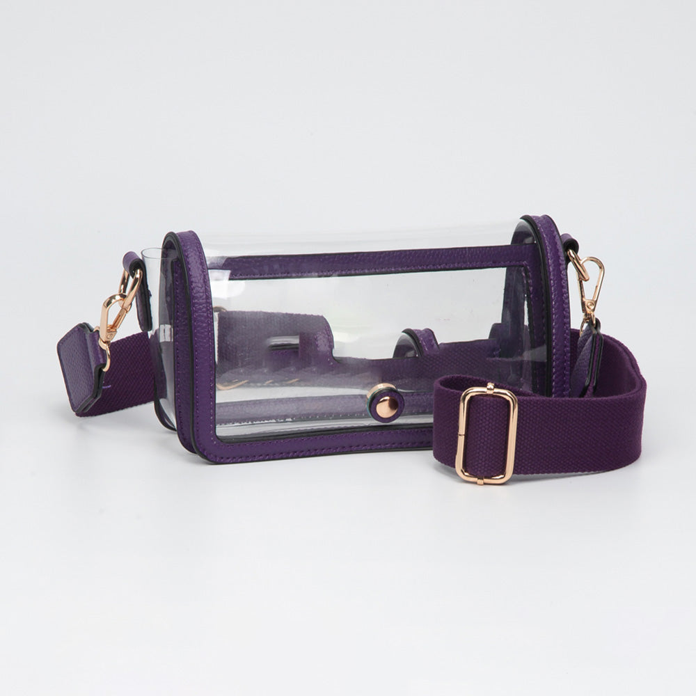 Madeline Love Clear, Purple Transparent Rectangle Flap Crossbody Bag - Bags & Wallets