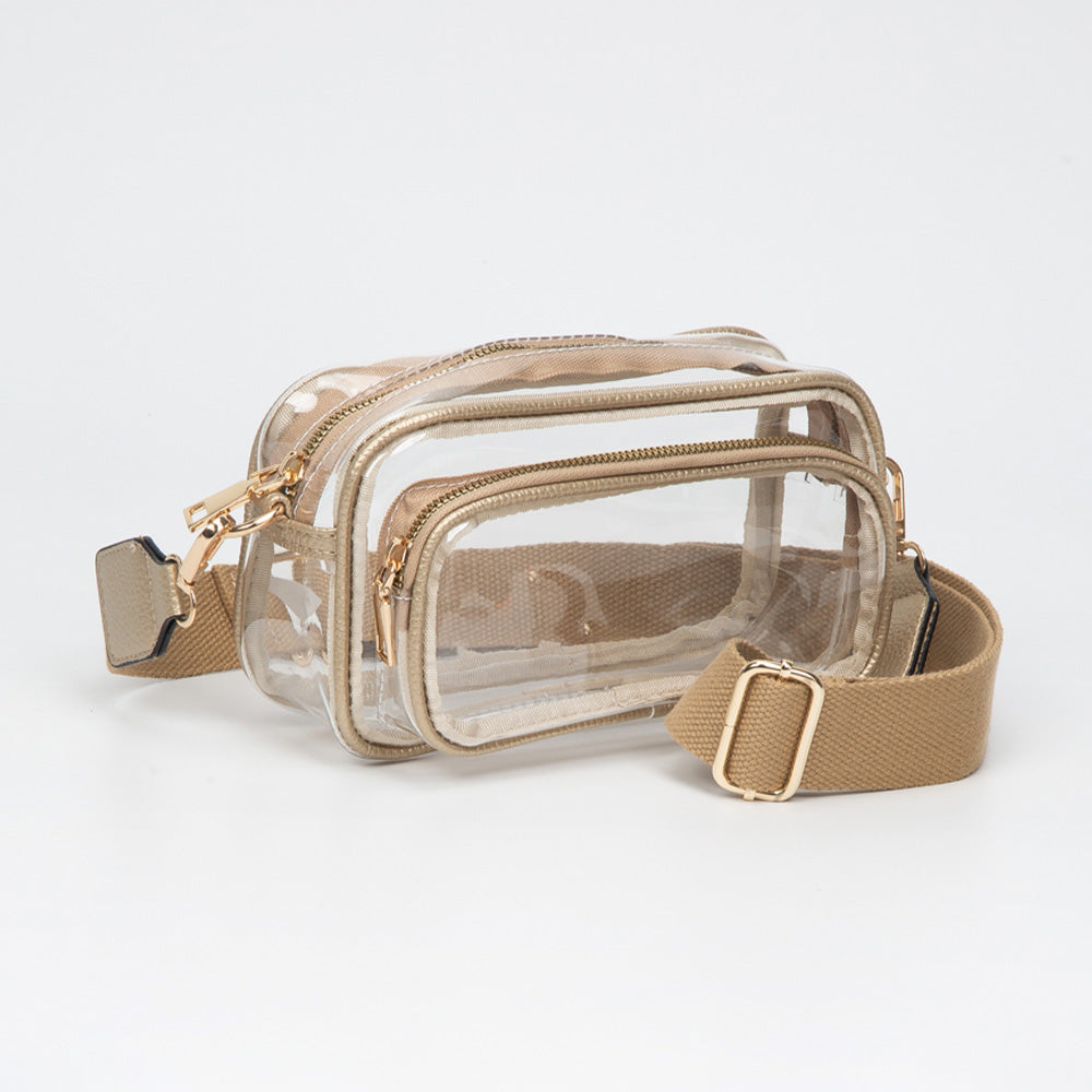Madeline Love Clear, Gold Transparent Rectangular Crossbody Bag - Bags & Wallets