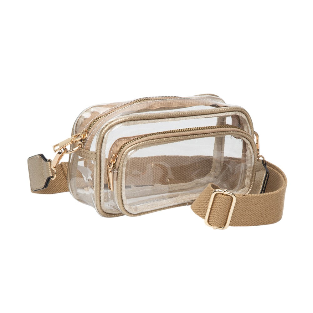 Madeline Love Clear, Gold Transparent Rectangular Crossbody Bag - Bags & Wallets - desc