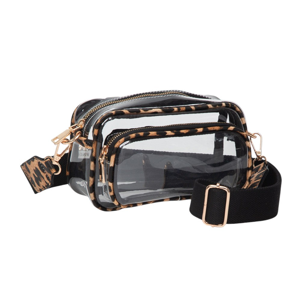 Madeline Love Clear, Leopard Transparent Rectangular Crossbody Bag - Bags & Wallets - desc