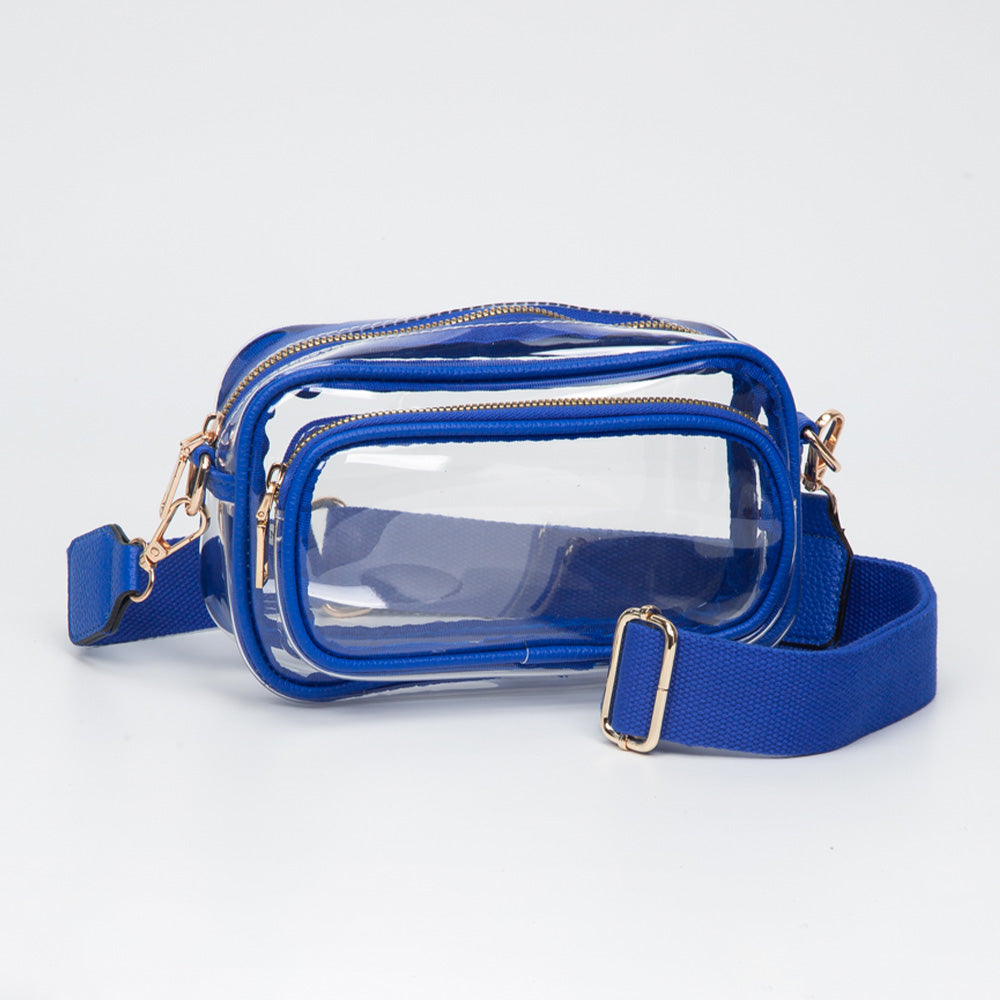 Madeline Love Clear, Royal Blue Transparent Rectangular Crossbody Bag - Bags & Wallets