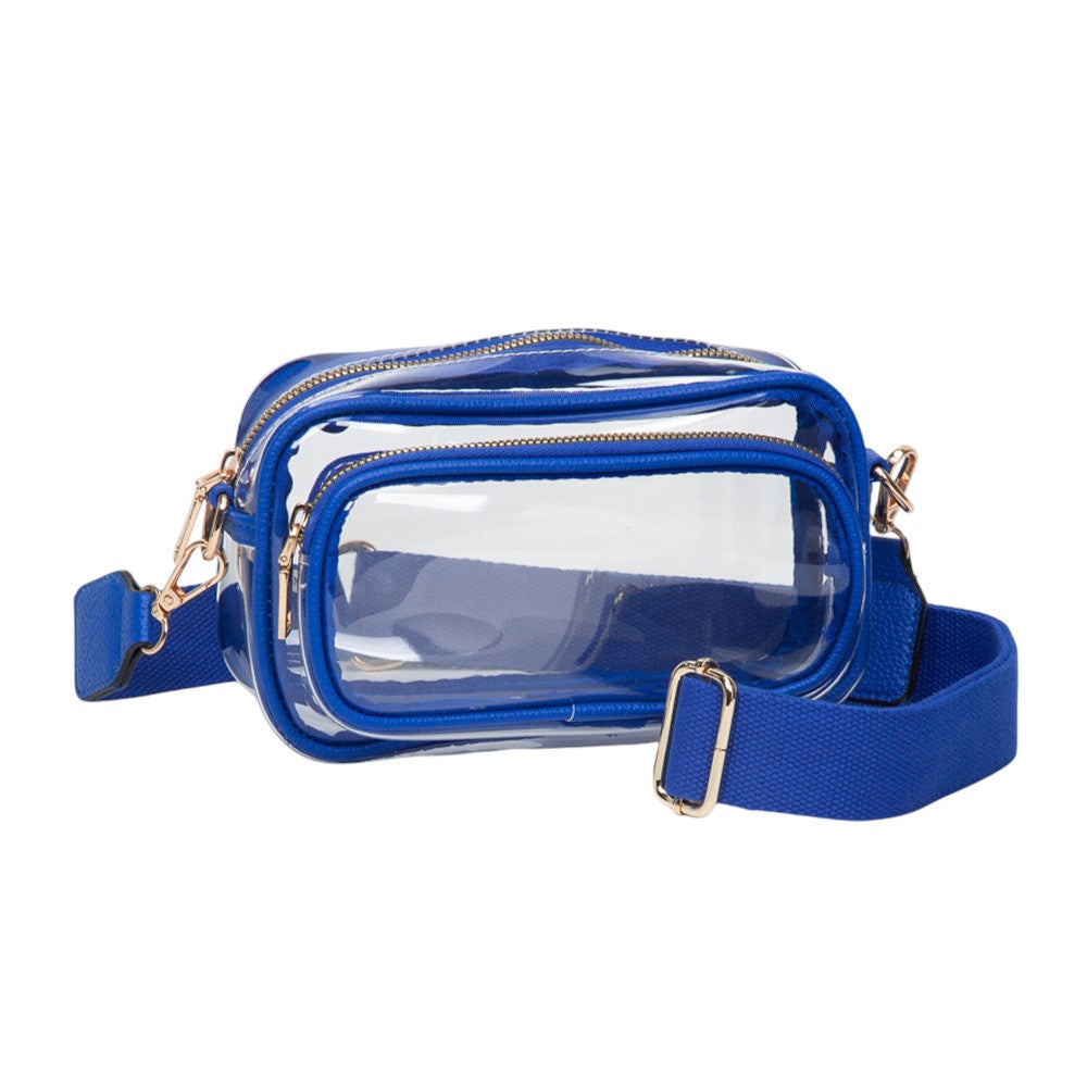 Madeline Love Clear, Royal Blue Transparent Rectangular Crossbody Bag - Bags & Wallets - desc