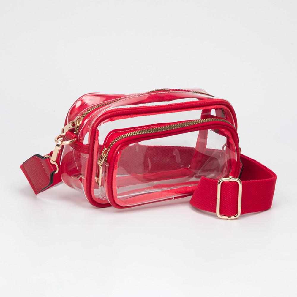 Madeline Love Clear, Red Transparent Rectangular Crossbody Bag - Bags & Wallets