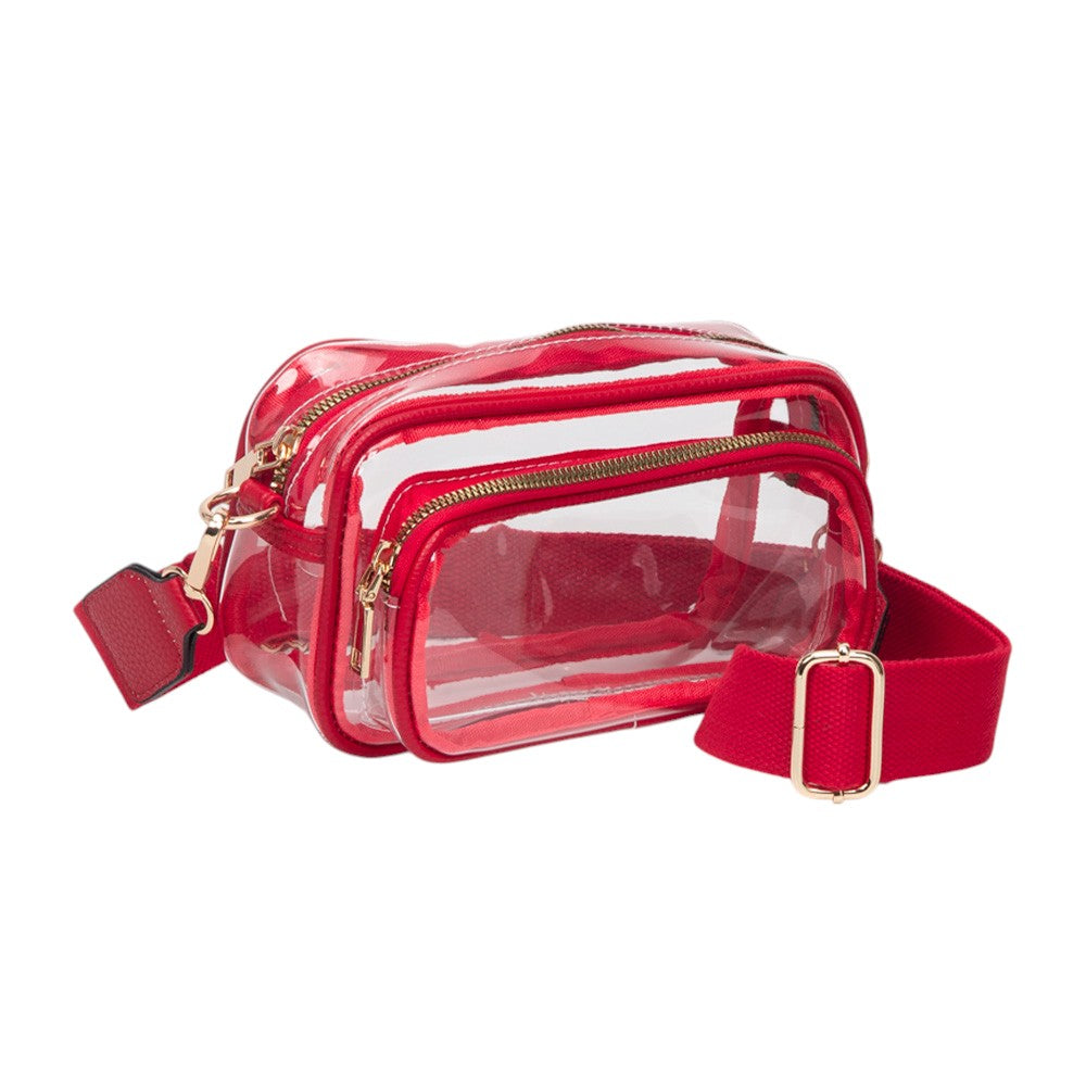 Madeline Love Clear, Red Transparent Rectangular Crossbody Bag - Bags & Wallets - desc