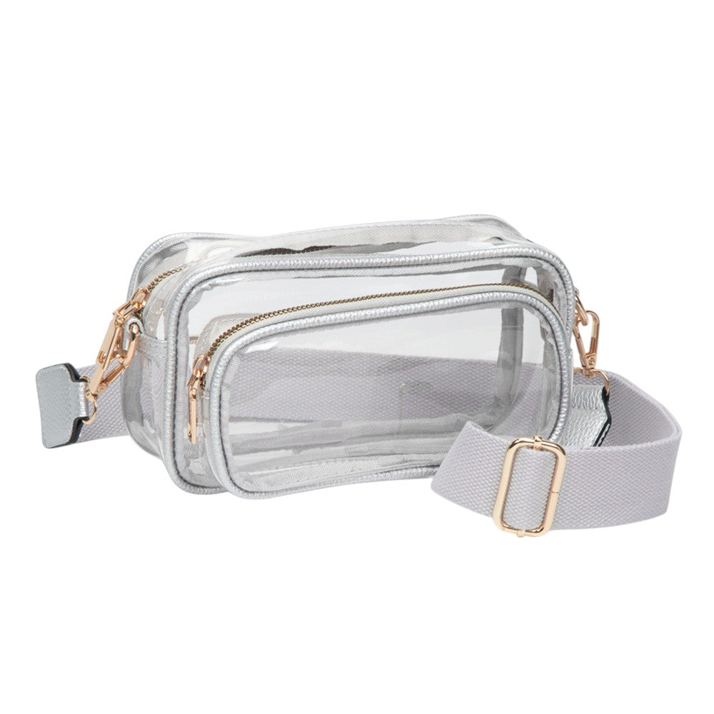 Madeline Love Clear, Silver Transparent Rectangular Crossbody Bag - Bags & Wallets - desc