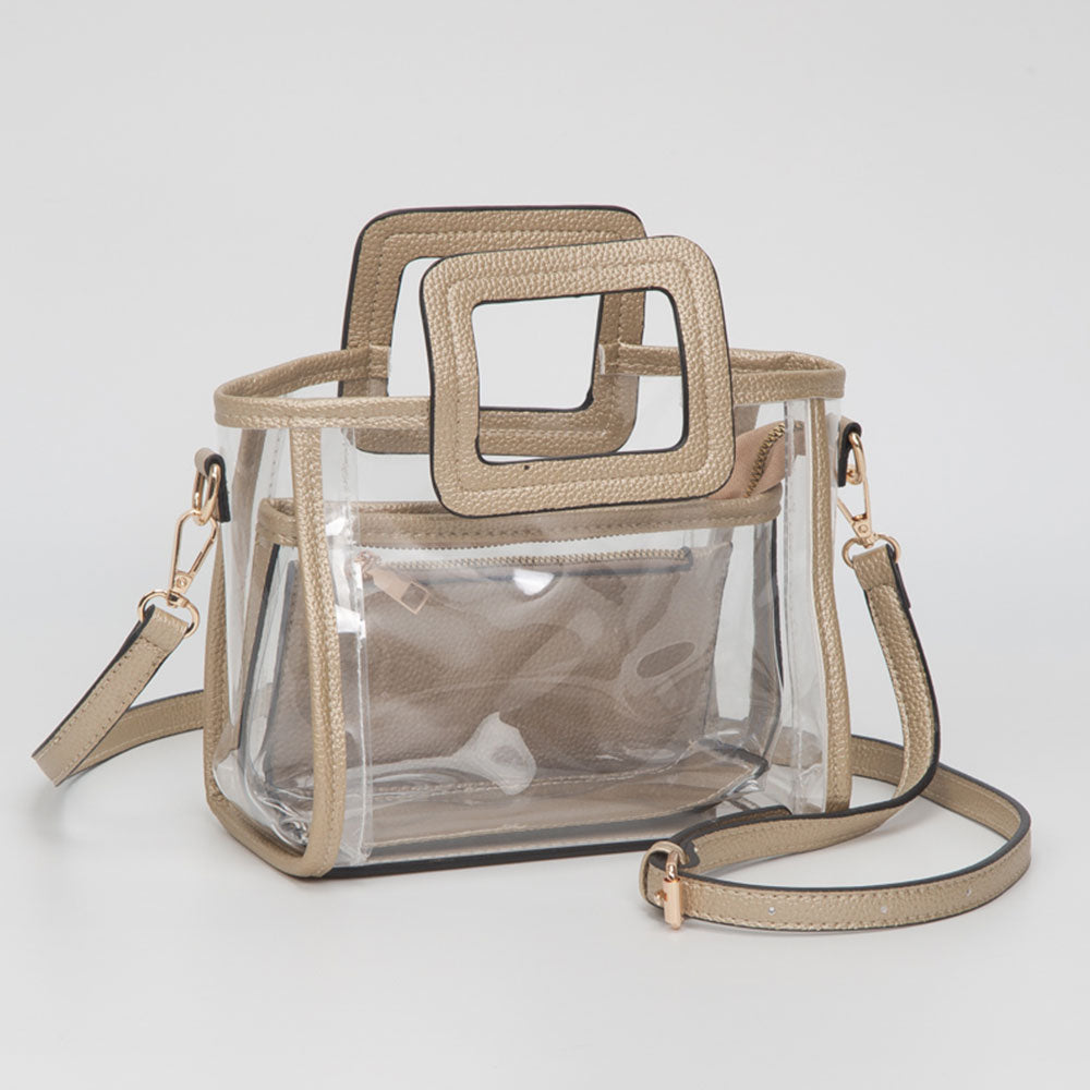 Madeline Love Clear, Gold Transparent 3-piece Crossbody Handbag Set - Bags & Wallets