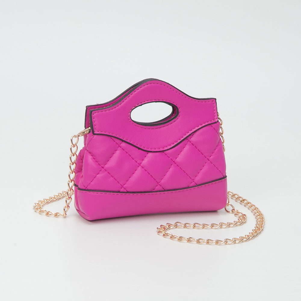 Madeline Love Fuchsia Smooth Faux Leather Mini Quilted Handbag Crossbody Bag - Bags & Wallets