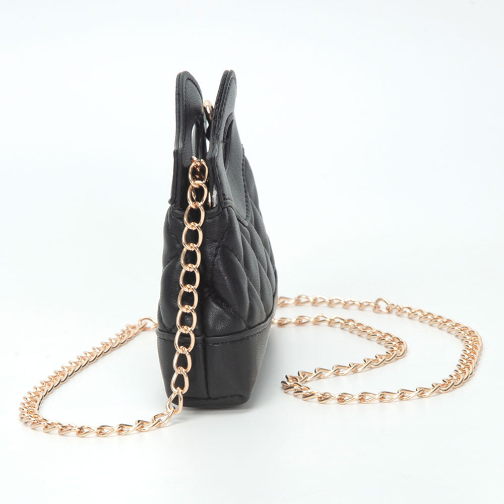 Madeline Love Gold Smooth Faux Leather Mini Quilted Handbag Crossbody Bag - Bags & Wallets - desc