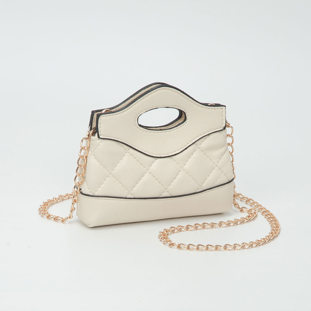 Madeline Love Ivory Smooth Faux Leather Mini Quilted Handbag Crossbody Bag - Bags & Wallets