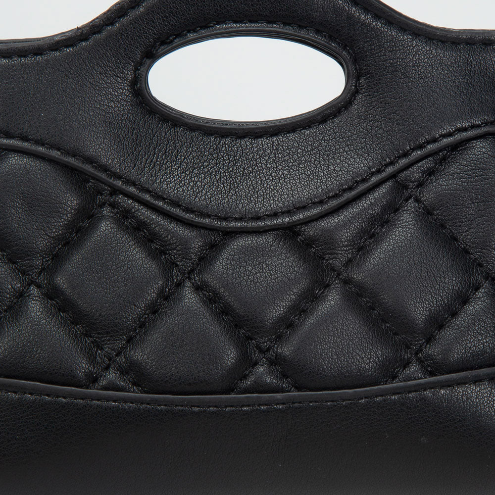 Madeline Love Ivory Smooth Faux Leather Mini Quilted Handbag Crossbody Bag - Bags & Wallets - extra
