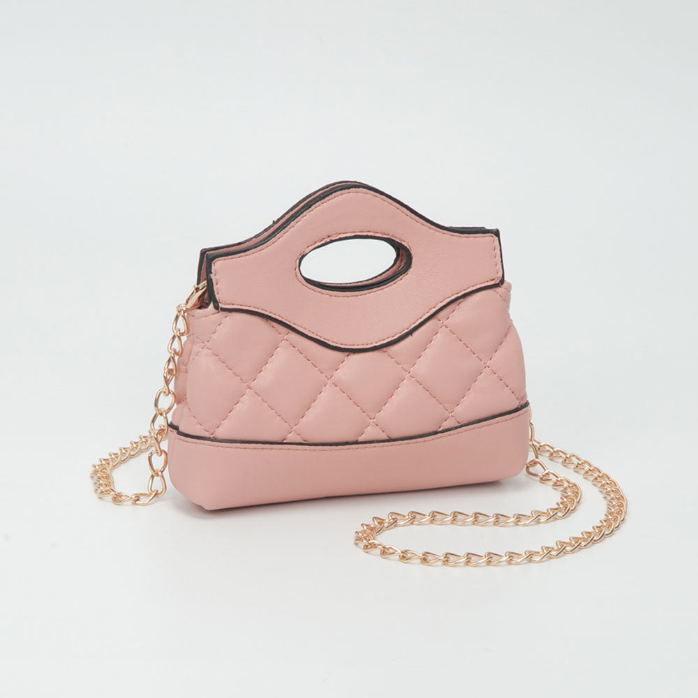Madeline Love Pink Smooth Faux Leather Mini Quilted Handbag Crossbody Bag - Bags & Wallets