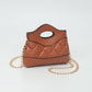 Madeline Love Tan Smooth Faux Leather Mini Quilted Handbag Crossbody Bag - Bags & Wallets