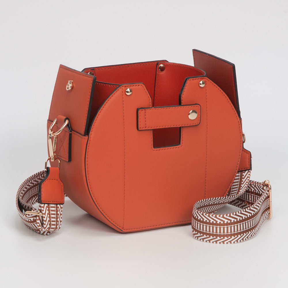 Madeline Love Tan Faux Leather Functional Tumbler Crossbody Bucket Bag - Bags & Wallets