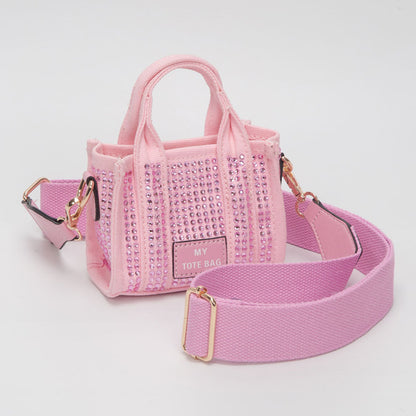 Madeline Love Pink Rhinestone Studded Mini Top Handle Crossbody Bag - Bags & Wallets