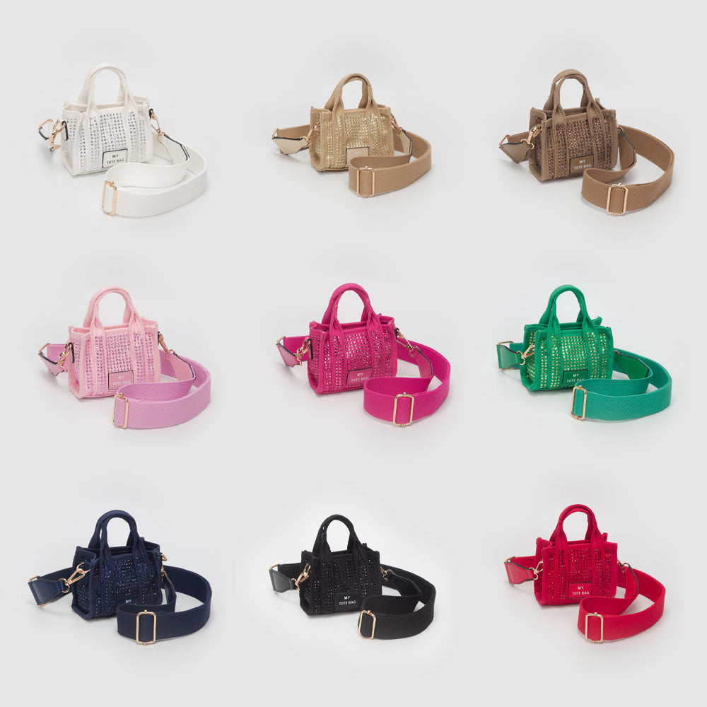 Madeline Love Pink Rhinestone Studded Mini Top Handle Crossbody Bag - Bags & Wallets - extra