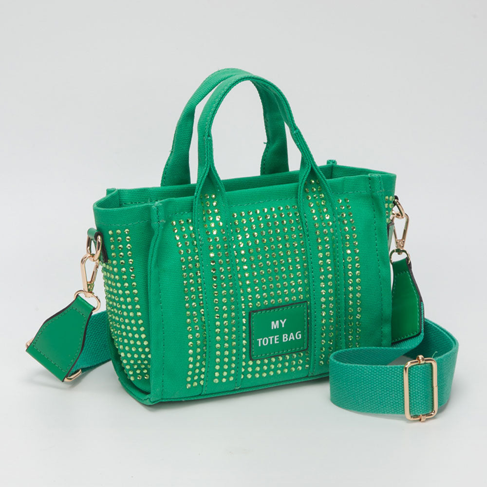 Madeline Love Green Rhinestone Studded Small Top Handle Crossbody Bag - Bags & Wallets