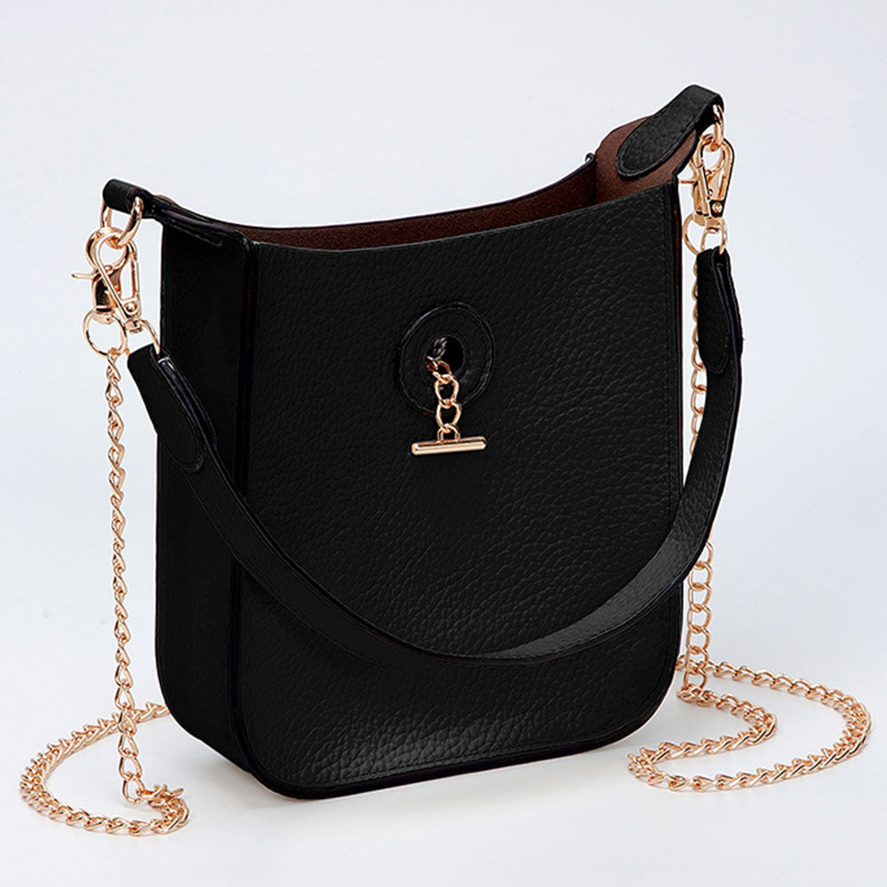 Madeline Love Black Faux Leather Chain Shoulder Mini Crossbody Bag - Bags & Wallets
