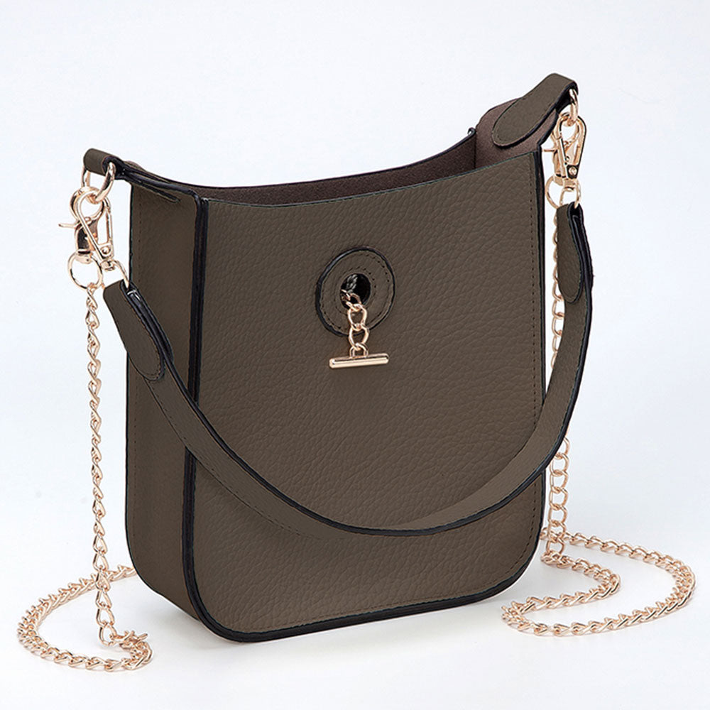 Madeline Love Taupe Faux Leather Chain Shoulder Mini Crossbody Bag - Bags & Wallets