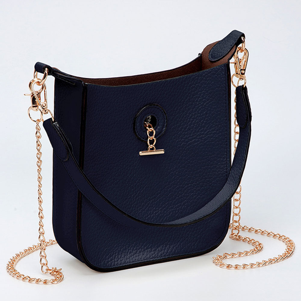 Madeline Love Navy Faux Leather Chain Shoulder Mini Crossbody Bag - Bags & Wallets