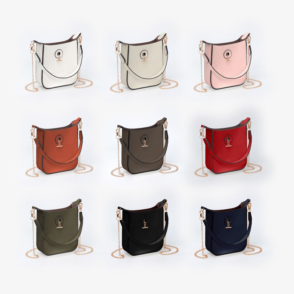Madeline Love Pink Faux Leather Chain Shoulder Mini Crossbody Bag - Bags & Wallets - extra