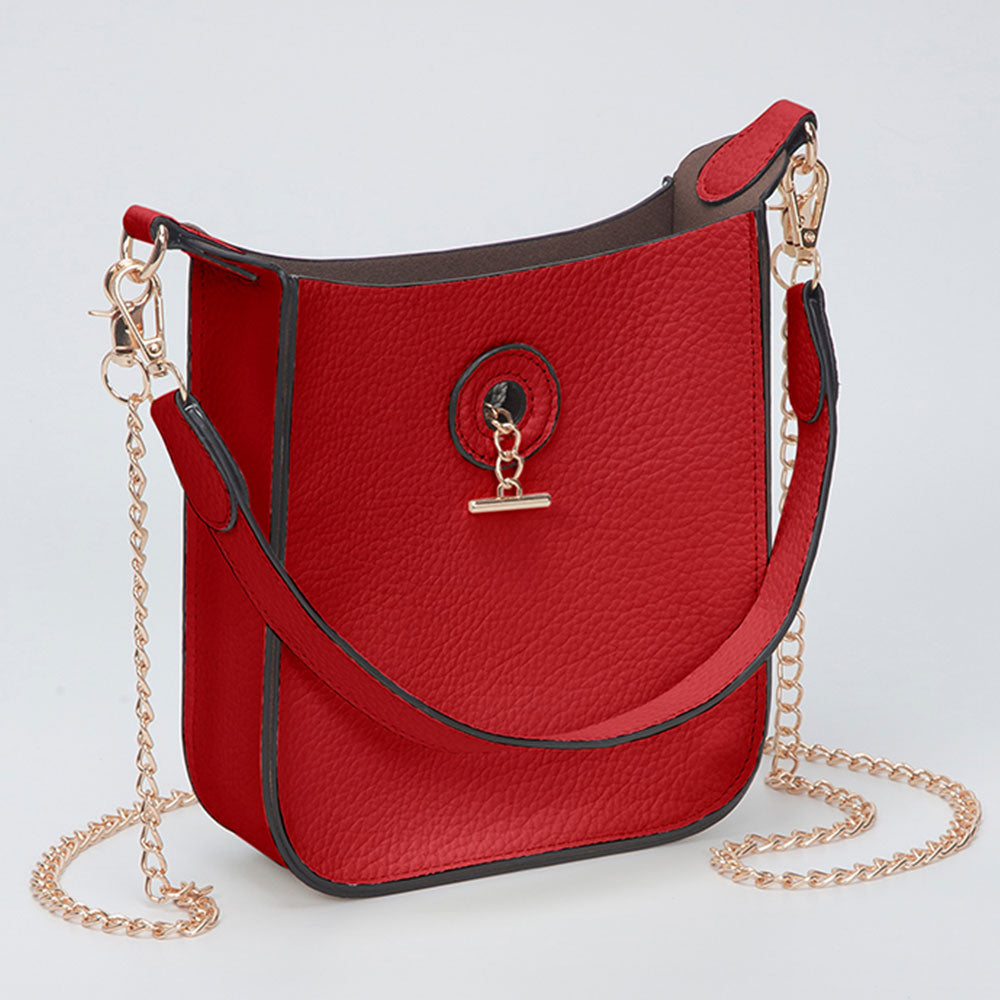 Madeline Love Red Faux Leather Chain Shoulder Mini Crossbody Bag - Bags & Wallets