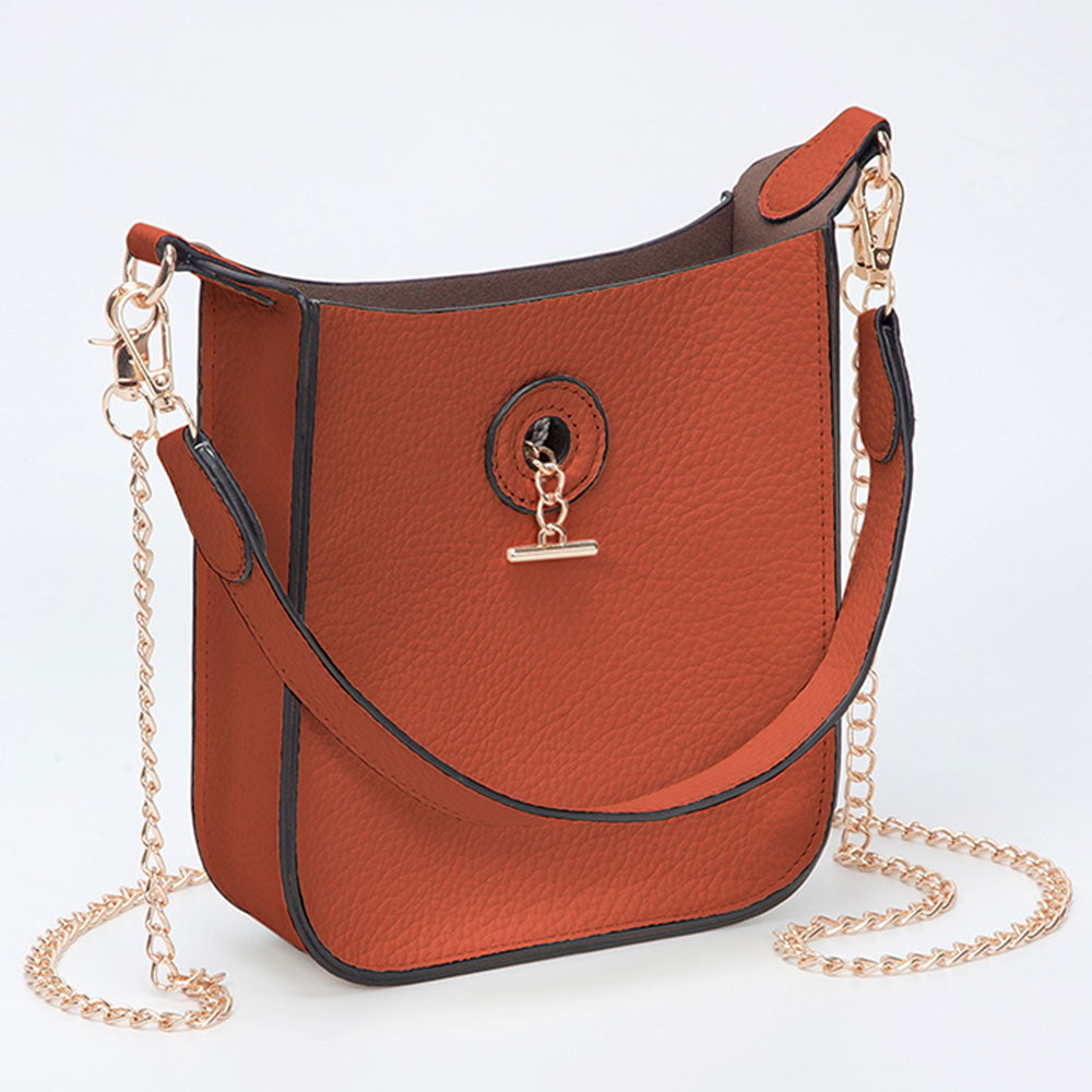 Madeline Love Tan Faux Leather Chain Shoulder Mini Crossbody Bag - Bags & Wallets