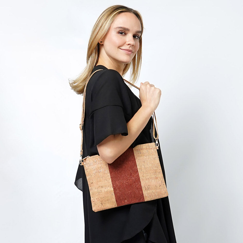 Madeline Love Red Color Block Cork Crossbody Bag - Bags & Wallets - desc