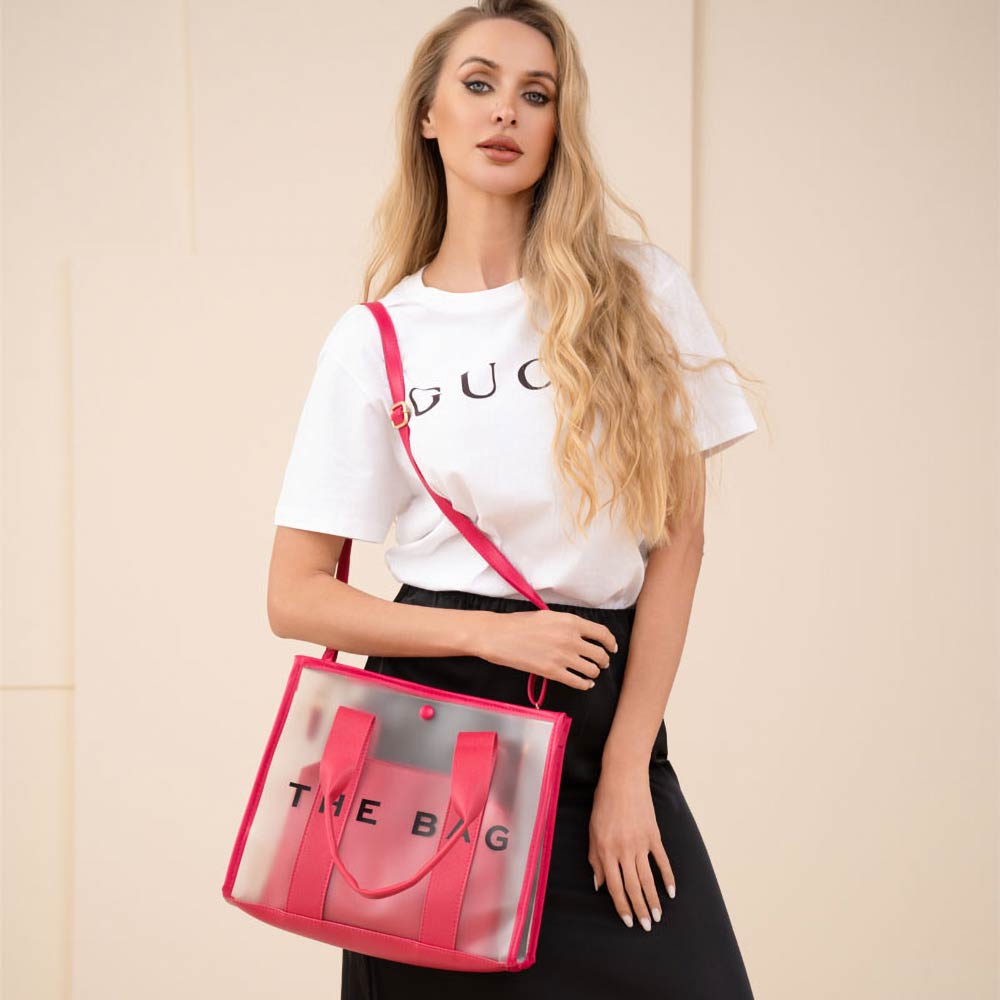 Madeline Love Hot Pink THE BAG Optic Transparent Structured Tote Crossbody Bag - Bags & Wallets