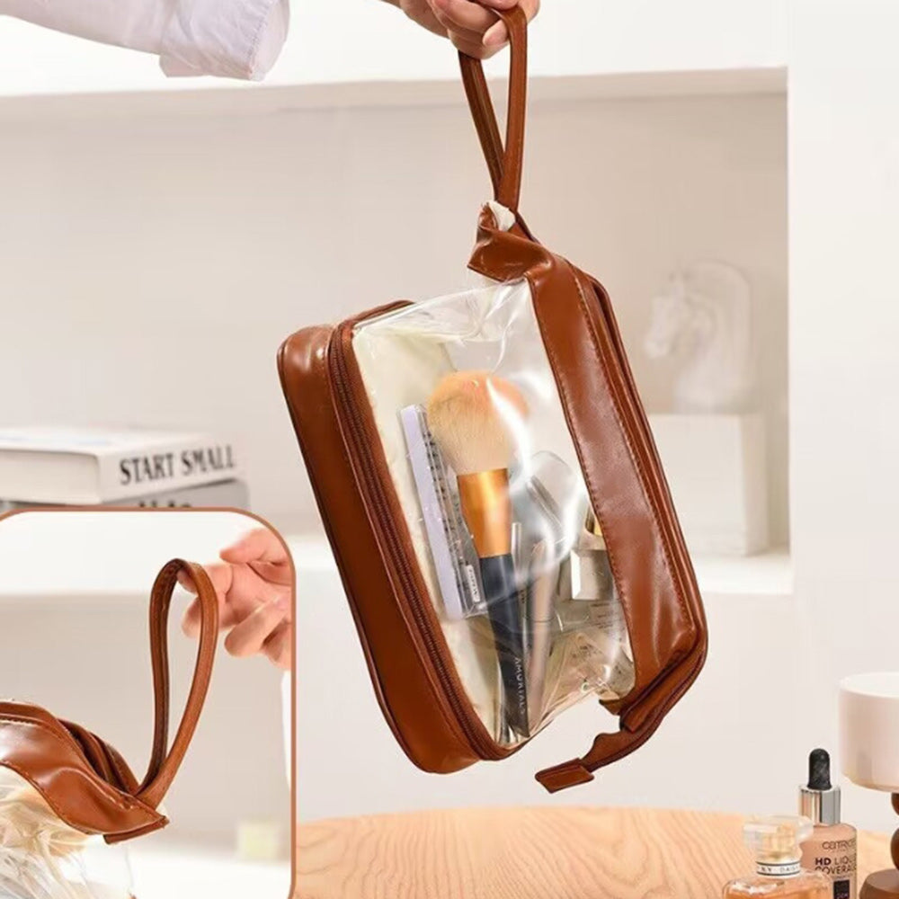 Madeline Love Brown Multifunctional Transparent Makeup Pouch Bag - Beauty & Cosmetics - extra