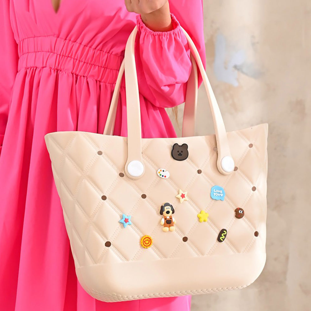 Madeline Love Ivory Trendy Silicone Personalized Charm Tote Bag - Bags & Wallets
