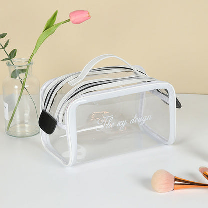Madeline Love Ivory Double Zipper Open Transparent Makeup Pouch Bag - Beauty & Cosmetics